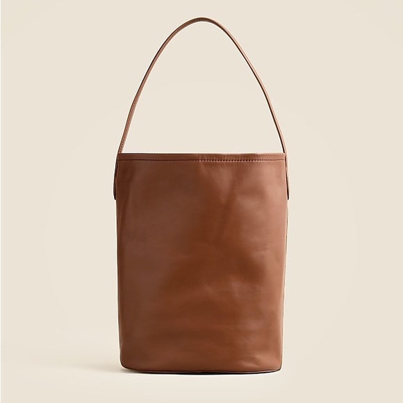 👜 J.CREW Berkeley Bucket Bag Carryall Shoulder in Leather Suede Walnut Brown 👜 - Picture 4 of 10